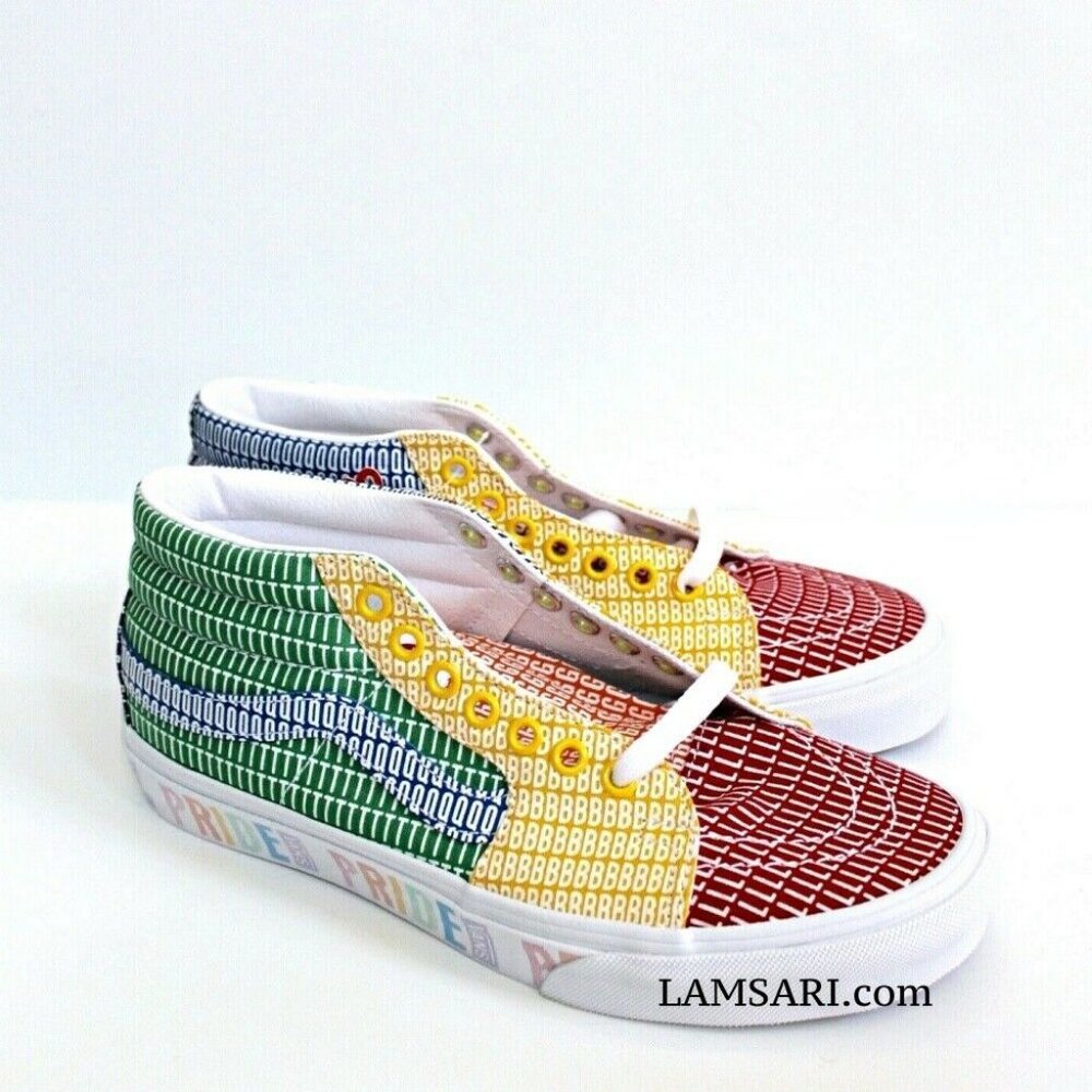 VANS SK8-MID Pride Skate Shoes Size Men 11.5/ Women 13.0 Multi/White